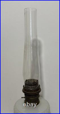 Aladdin White Kerosene Oil Lamp with Shade and Chimney Moonstone Quilt Design