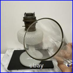 Aladdin White Kerosene Oil Lamp with Shade and Chimney Moonstone Quilt Design