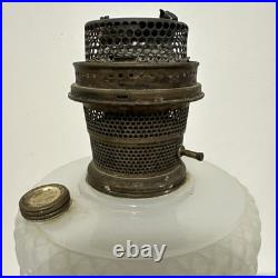 Aladdin White Kerosene Oil Lamp with Shade and Chimney Moonstone Quilt Design