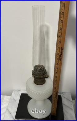 Aladdin White Kerosene Oil Lamp with Shade and Chimney Moonstone Quilt Design