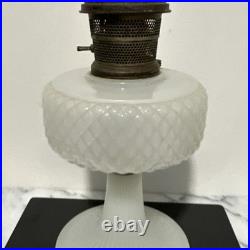 Aladdin White Kerosene Oil Lamp with Shade and Chimney Moonstone Quilt Design