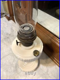 Aladdin White Model B Alacite Glass Kerosene or Oil Lamp Vintage