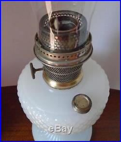 Aladdin White Moonstone Diamond Quilt Oil Lamp 1937