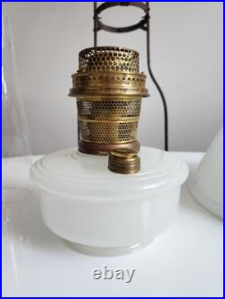 Aladdin White Moonstone Model B Hanging Oil Lamp With Original 716 Glass Shade