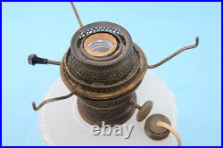 Aladdin White Over Black Foot Corinthian Kerosene Lamp Electrified