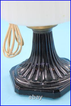 Aladdin White Over Black Foot Corinthian Kerosene Lamp Electrified