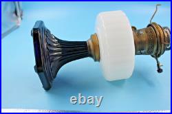 Aladdin White Over Black Foot Corinthian Kerosene Lamp Electrified