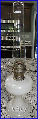 Aladdin White Venetian Glass Kerosene Oil Lamp Glass Model B Burner Vtg