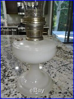 Aladdin White Venetian Glass Kerosene Oil Lamp Glass Model B Burner Vtg