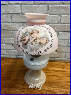 Aladdin White Venetian Glass Oil Lamp with Model B Burner & Shade
