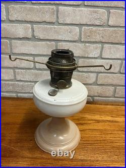 Aladdin White Venetian Glass Oil Lamp with Model B Burner & Shade