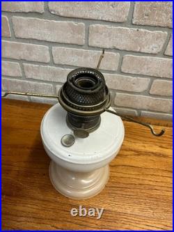 Aladdin White Venetian Glass Oil Lamp with Model B Burner & Shade