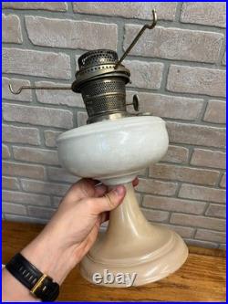 Aladdin White Venetian Glass Oil Lamp with Model B Burner & Shade