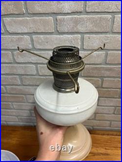 Aladdin White Venetian Glass Oil Lamp with Model B Burner & Shade