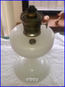 Aladdin White Venetian Oil Lamp Model 100 Nickle Model A Burner