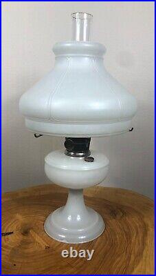 Aladdin White Venetian Oil Lamp Model 100 With Model B Burner And Shade 1932-193