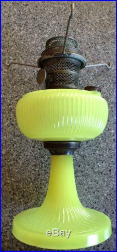 Aladdin Yellow Vertique moonstone kerosene oil lamp and model B burner