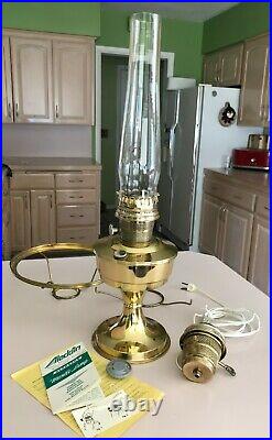 Aladdin kerosene brass lamp, with electric conversion Model C great condition