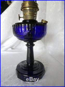 Aladdin kerosene lamp in Cobalt Blue tall Lincoln Drape Vintage with Burner