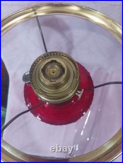 Aladdin lamp Ruby Red Lincoln Drape glass base With Red Roses glass shade