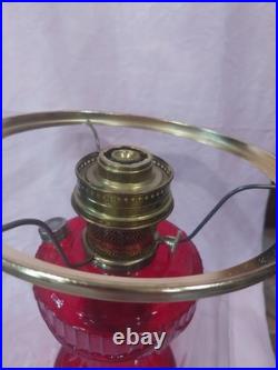 Aladdin lamp Ruby Red Lincoln Drape glass base With Red Roses glass shade