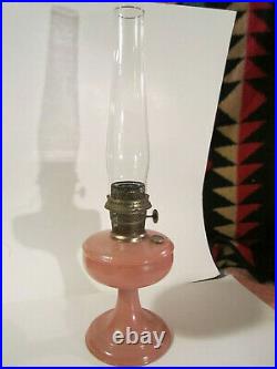 Aladdin oil Lamp 1933 Pink Rose Venetian Model A With Chimney