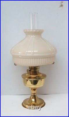 Aladdin oil lamp brass, milk glass shade, original parts, working condition