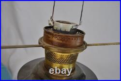 Aladdin oil lamp with 10 inch pale blue glass top piece