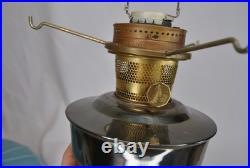 Aladdin oil lamp with 10 inch pale blue glass top piece