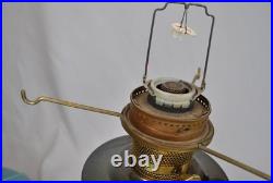 Aladdin oil lamp with 10 inch pale blue glass top piece