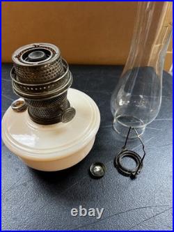 Aladdin peachy Alacite Glass Oil Table Hanging Lamp Nu-Type Model B Glows