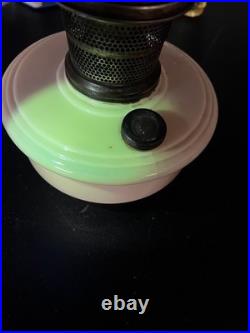 Aladdin peachy Alacite Glass Oil Table Hanging Lamp Nu-Type Model B Glows