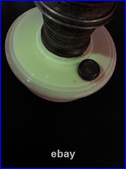 Aladdin peachy Alacite Glass Oil Table Hanging Lamp Nu-Type Model B Glows