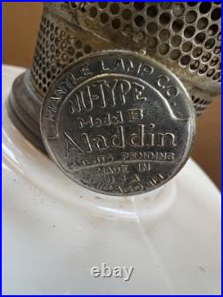 Aladdin peachy Alacite Glass Oil Table Hanging Lamp Nu-Type Model B Glows