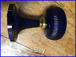 Aladdin style cobalt blue vertique oil lamp base excellent condition
