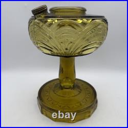 Amber Crystal Model B Aladdin Oil Lamp Washinton Drape Stem