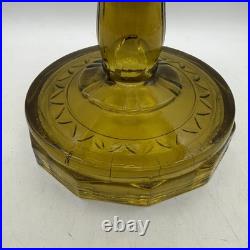 Amber Crystal Model B Aladdin Oil Lamp Washinton Drape Stem