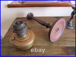 Antique 12 Aladdin Oil Lamp METAL & WOOD STAND & BRASS FONT BUY IT NOW