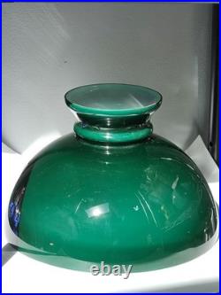 Antique 12 Kerosene Oil Emerald Green Cased Glass Parlor Lantern Shade