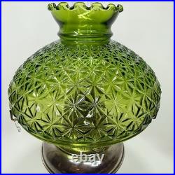 Antique 1905Rayo Aladdin Oil Lamp with Emerald Green Glass Hurricane Shade 20.5