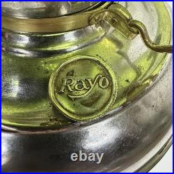 Antique 1905Rayo Aladdin Oil Lamp with Emerald Green Glass Hurricane Shade 20.5