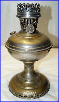 Antique 1913 14 Aladdin Model 5 Nickle Plated Kerosene Oil Table Lamp