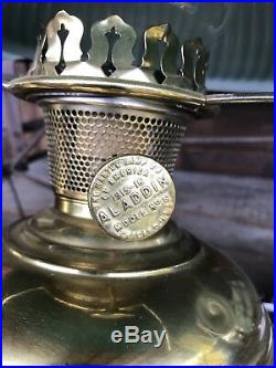 Antique 1915-16 Aladdin Model No 6 Wall Mount Lamp, Electrified, Green Shade
