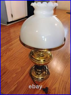 Antique 1915 Aladdin Kerosene Oil Lamp #6 Milk Glass Ruffle Top Shade