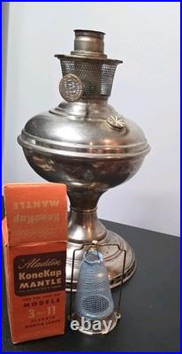Antique 1915 Aladdin Model 6 Nickel Kerosene Lamp Chicago Mesh Basket Upgrade