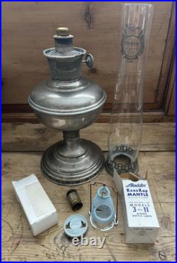 Antique 1920s Aladdin Model 11 Kerosene Lamp Nickel Plated Brass With Burner