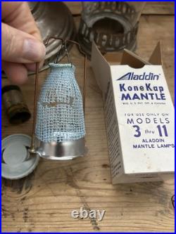 Antique 1920s Aladdin Model 11 Kerosene Lamp Nickel Plated Brass With Burner