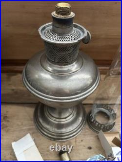 Antique 1920s Aladdin Model 11 Kerosene Lamp Nickel Plated Brass With Burner