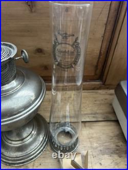 Antique 1920s Aladdin Model 11 Kerosene Lamp Nickel Plated Brass With Burner