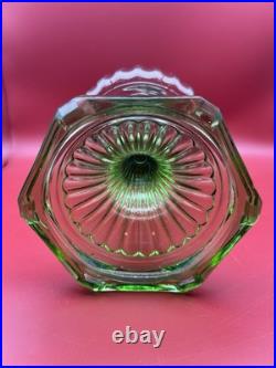 Antique 1930's Aladdin URANIUM Corinthian B105 Crystal Clear/Green Foot Oil Lamp